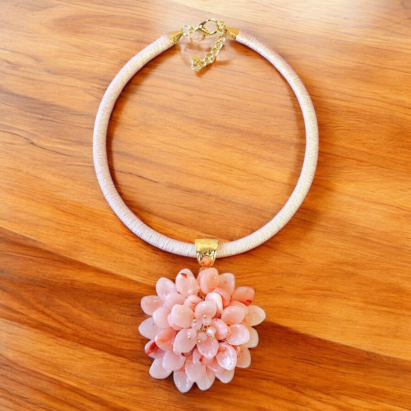 Flower Necklace | Pink Necklace | Floral | Pastel | Short