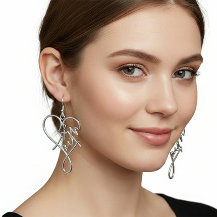 Faith in Love Heart Earrings- Silver