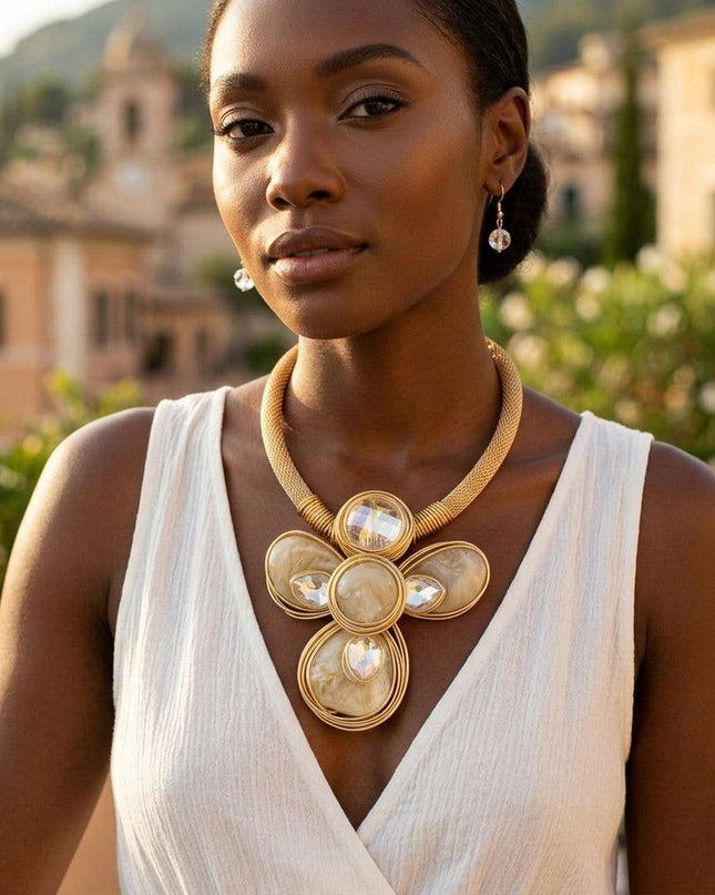 Creamy Ivory Flower Pendant Handmade Necklace