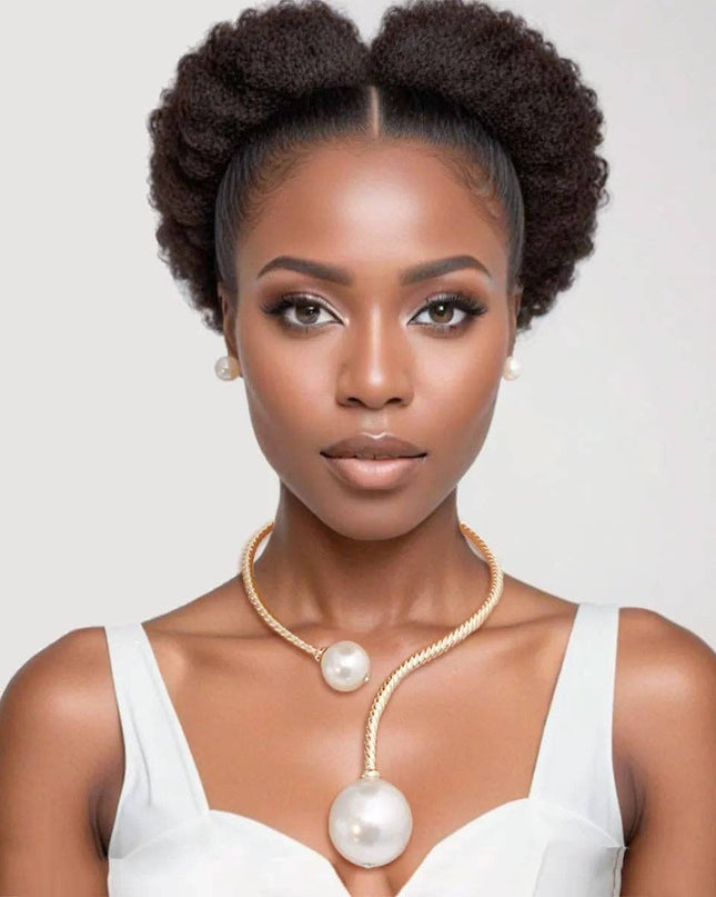Gold Twisted Choker Pearl Necklace