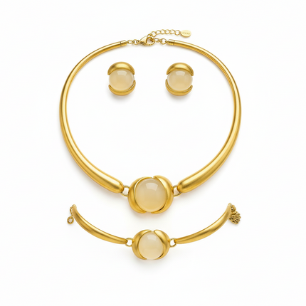 Elegant Gold & Moonstone-Inspired Jewelry Set