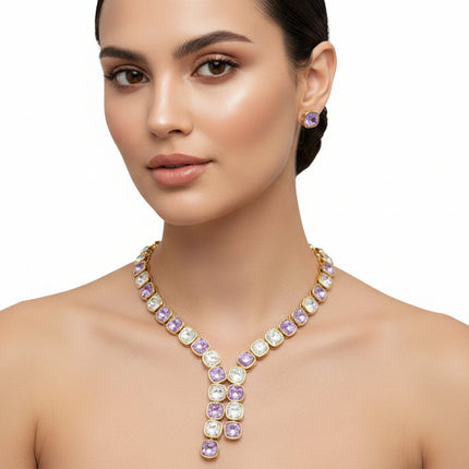 Maribel Amethyst Zirconia Jewelry Set – Gold Finish
