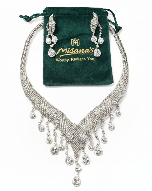 Regal Cascade Zirconia Bridal Jewelry Set –