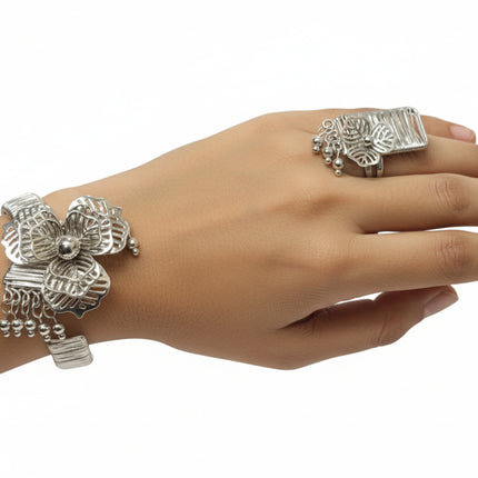 Silver Orchid Wire-Work Jewelry Set