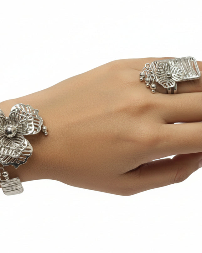 Silver Orchid Wire-Work Jewelry Set