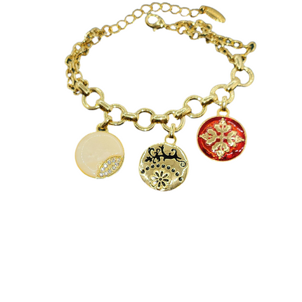 Elegant Gold & Enamel Charm Jewelry Set