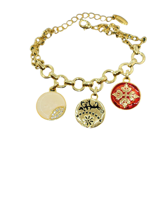 Elegant Gold & Enamel Charm Jewelry Set