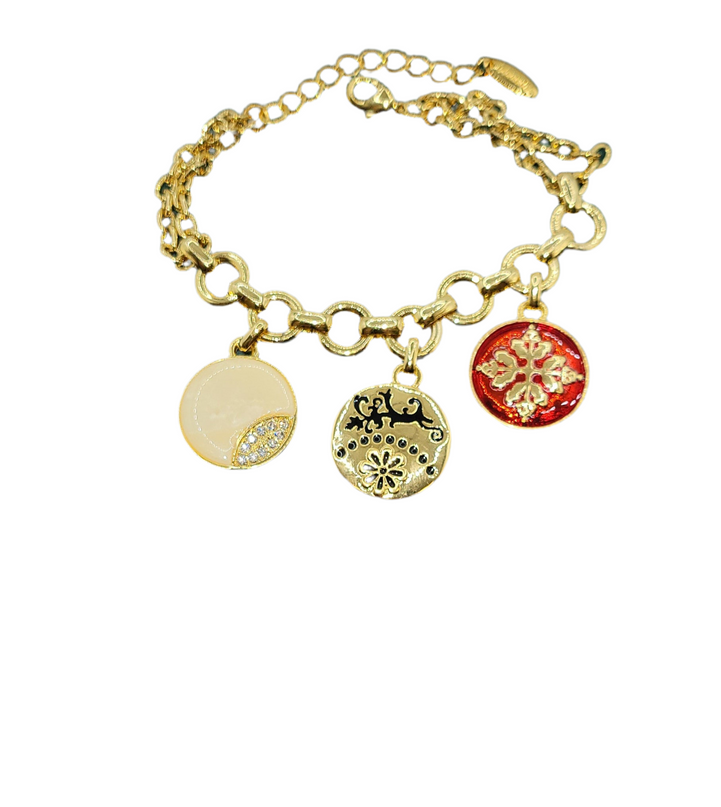 Elegant Gold & Enamel Charm Jewelry Set