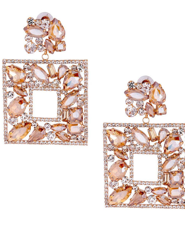 Elegant Topaz Crystal Square Earrings
