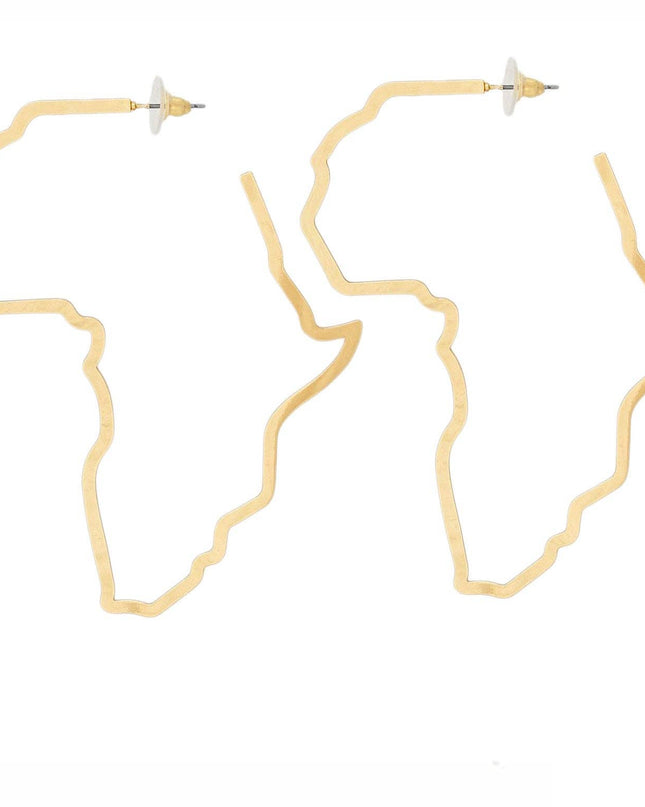 Hoop Modern Gold Africa Outline Earrings for Women