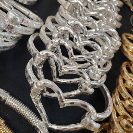 Gold or Silver Heart Cuff Bracelet