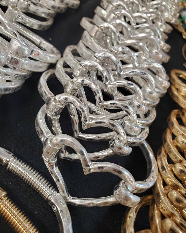 Gold or Silver Heart Cuff Bracelet