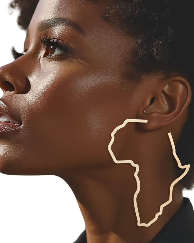 Hoop Modern Gold Africa Outline Earrings for Women