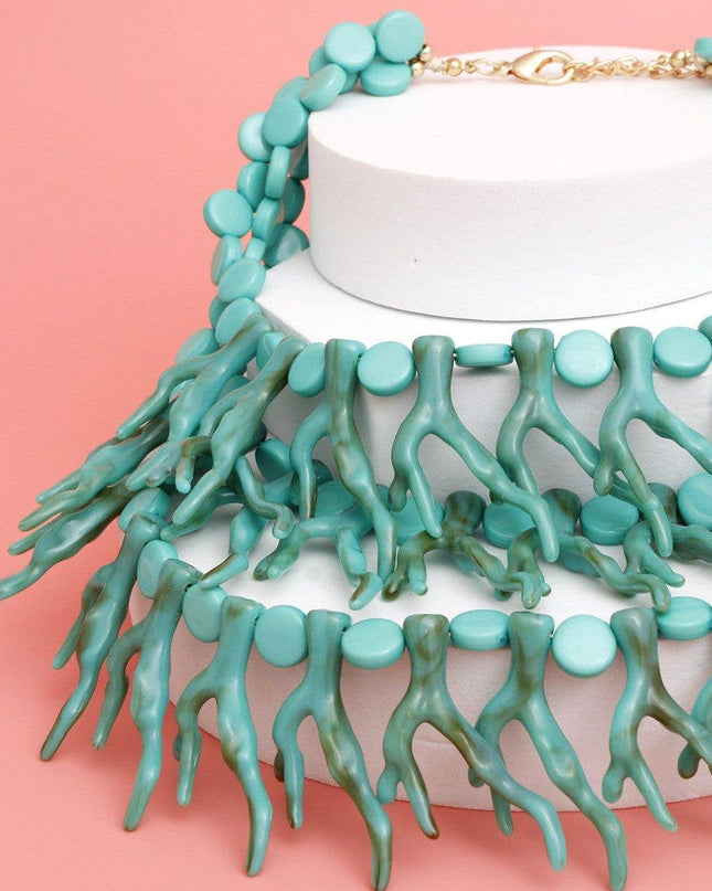 Bib Turquoise Coral Coastal Chic Necklace Women
