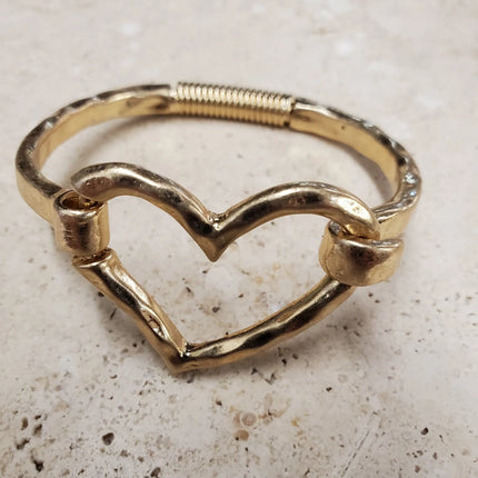 Gold or Silver Heart Cuff Bracelet