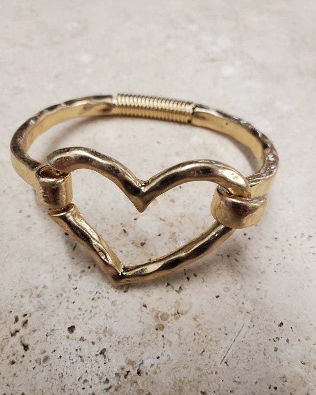 Gold or Silver Heart Cuff Bracelet