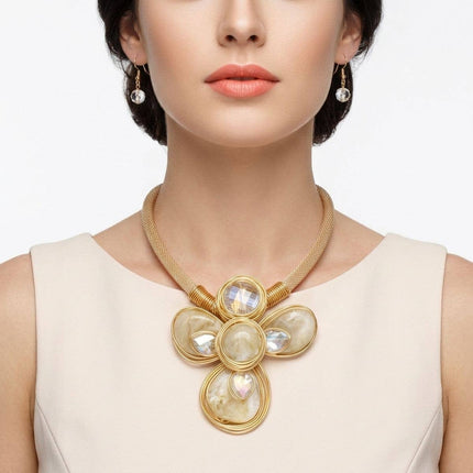 Creamy Ivory Flower Pendant Handmade Necklace