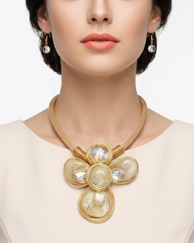 Creamy Ivory Flower Pendant Handmade Necklace