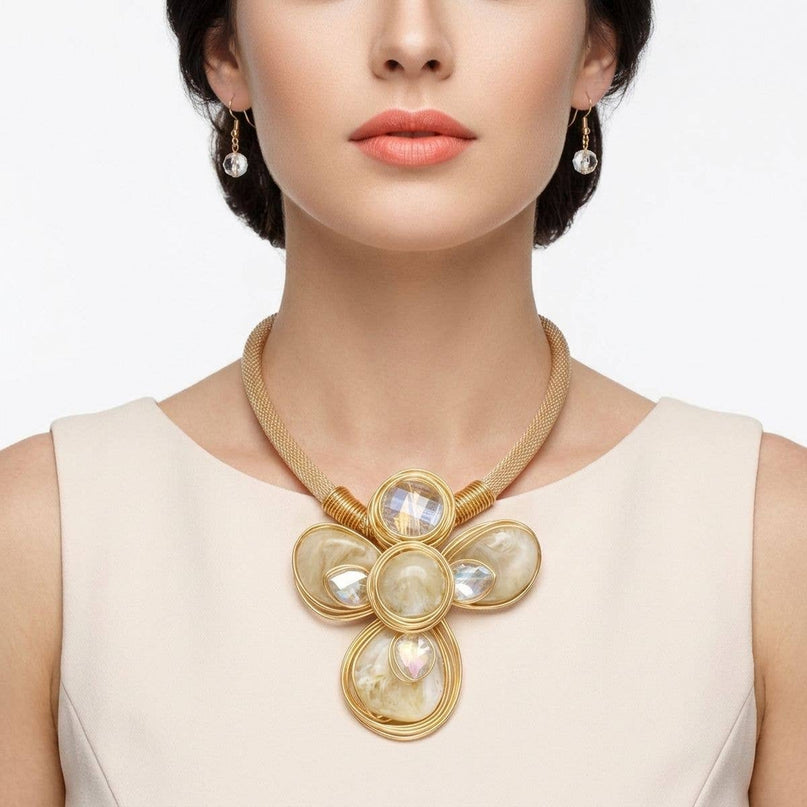 Creamy Ivory Flower Pendant Handmade Necklace