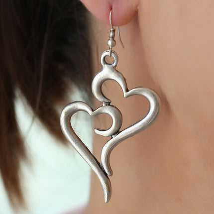 Antique silver plated boho style women earrings