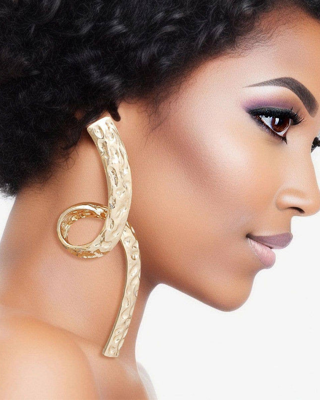Stud Long Edgy Gold Looped Metal Earrings Women