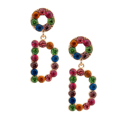 Multi Color Dangling D Avant Grade Initial Earrings