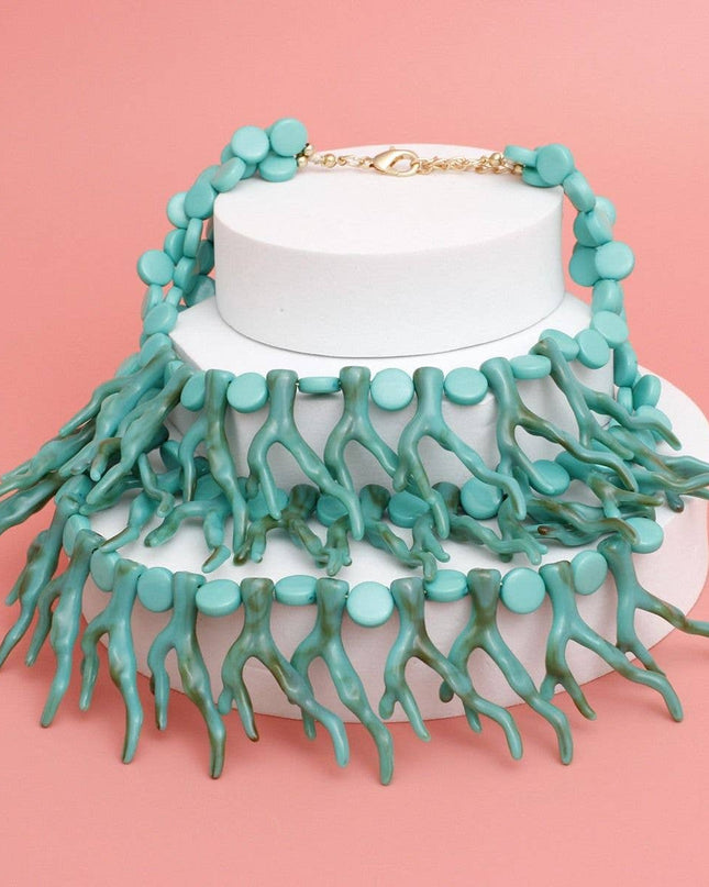 Bib Turquoise Coral Coastal Chic Necklace Women