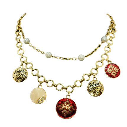 Elegant Gold & Enamel Charm Jewelry Set