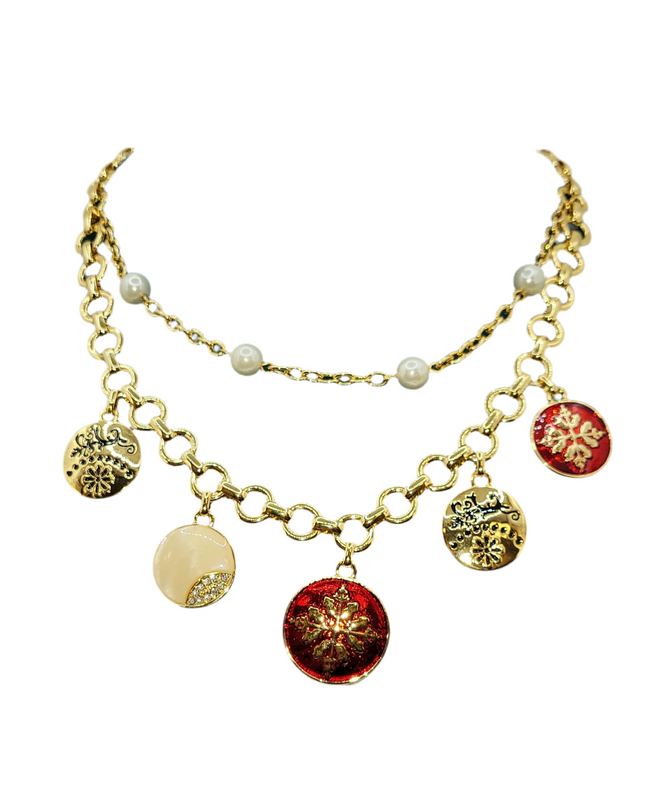 Elegant Gold & Enamel Charm Jewelry Set