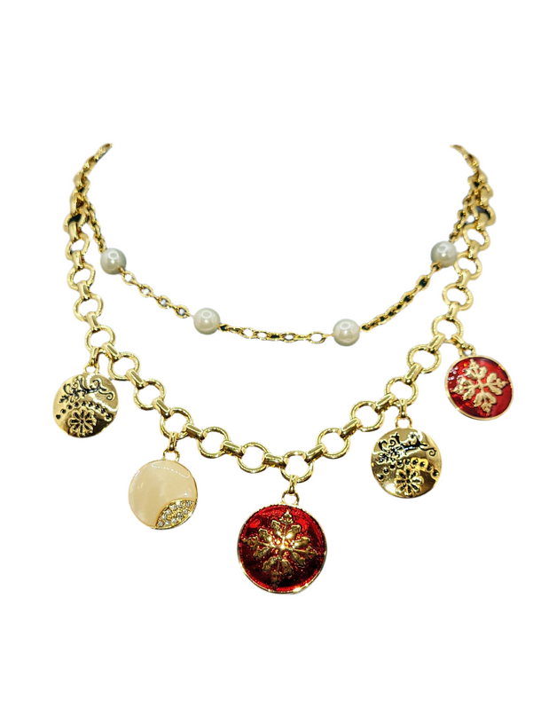 Elegant Gold & Enamel Charm Jewelry Set