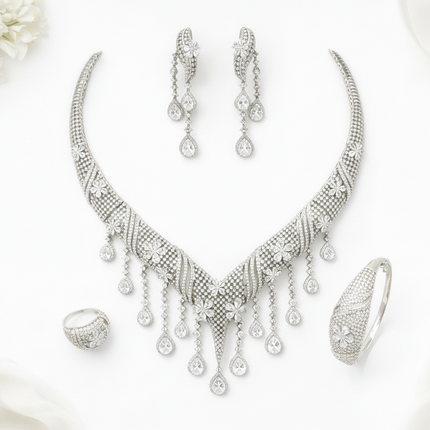 Regal Cascade Zirconia Bridal Jewelry Set –