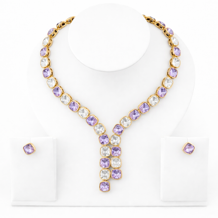 Maribel Amethyst Zirconia Jewelry Set – Gold Finish