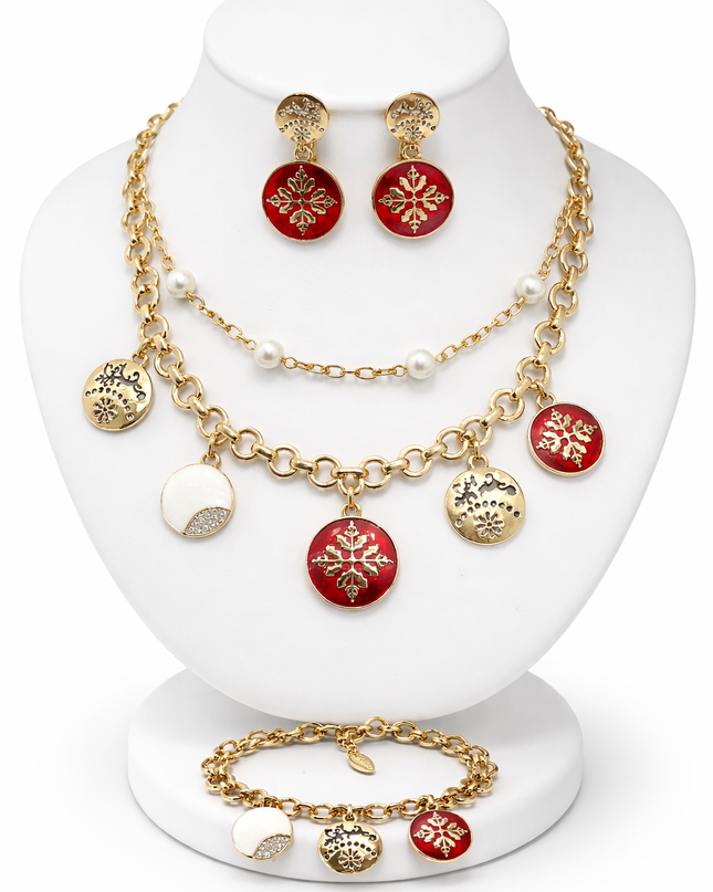 Elegant Gold & Enamel Charm Jewelry Set