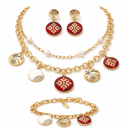 Elegant Gold & Enamel Charm Jewelry Set