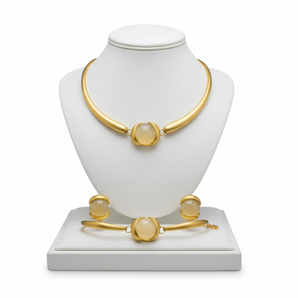 Elegant Gold & Moonstone-Inspired Jewelry Set