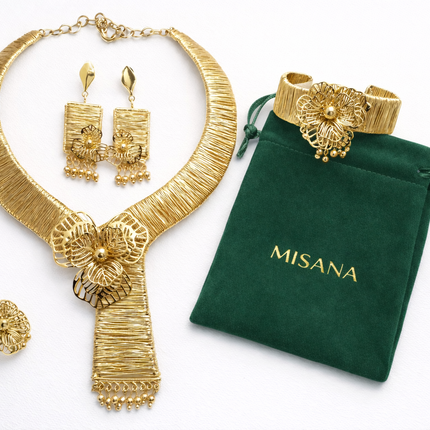 Golden Orchid Wire-Work Jewelry Set