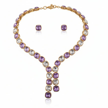 Maribel Amethyst Zirconia Jewelry Set – Gold Finish