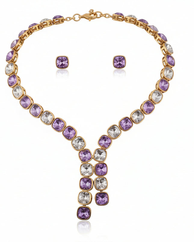 Maribel Amethyst Zirconia Jewelry Set – Gold Finish