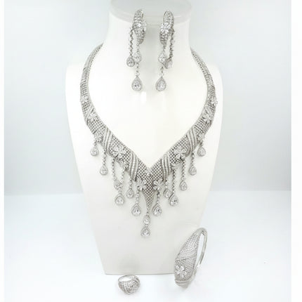 Regal Cascade Zirconia Bridal Jewelry Set –