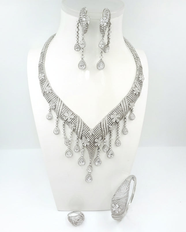 Regal Cascade Zirconia Bridal Jewelry Set –