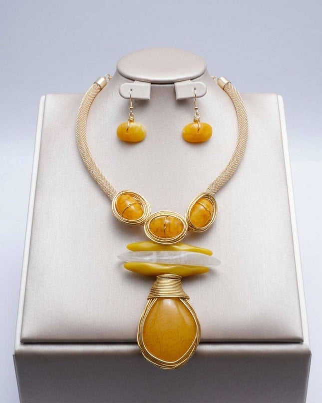Mustard Yellow Teardrop Pendant Handmade Necklace