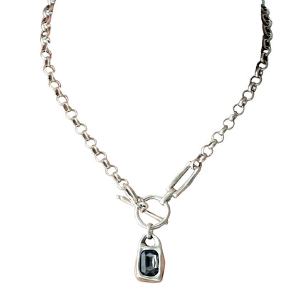 White Crystal Stone pendant Chain Necklace