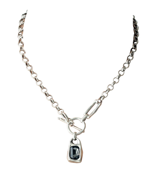 White Crystal Stone pendant Chain Necklace