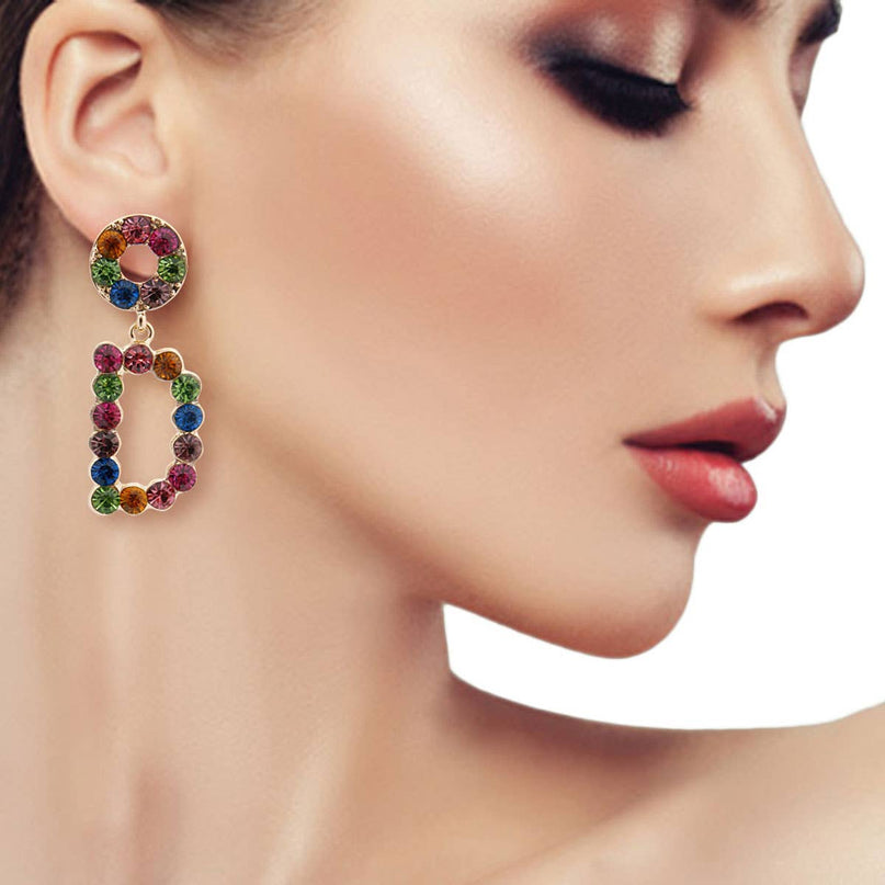 Multi Color Dangling D Avant Grade Initial Earrings