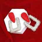 Rhodium / 2.75 x 1.5 inches / Red