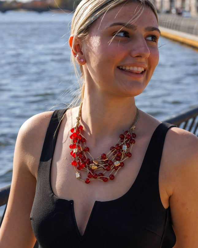 Red Necklace | Gumball Necklace | Beaded Necklace | Layer