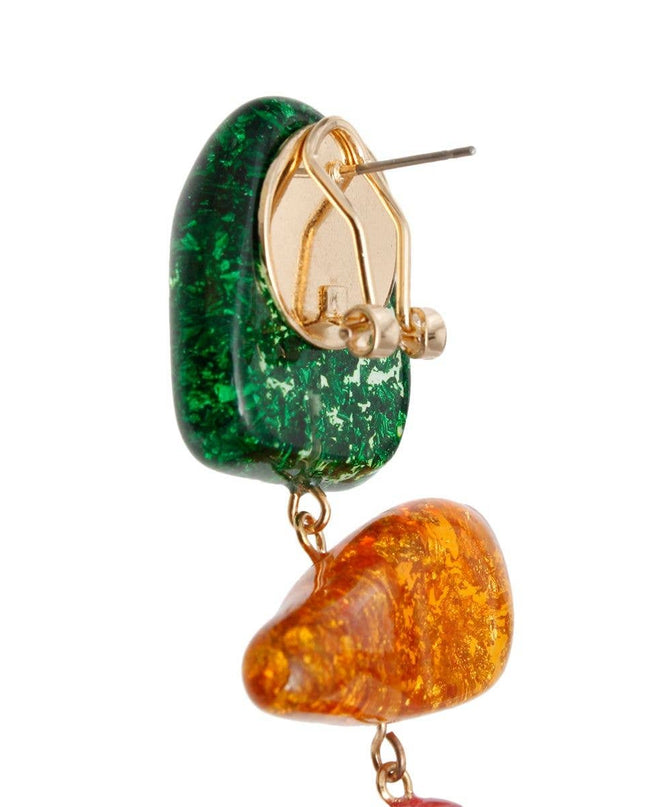 Teardrop Multicolor Resin Bead Chunky Earrings