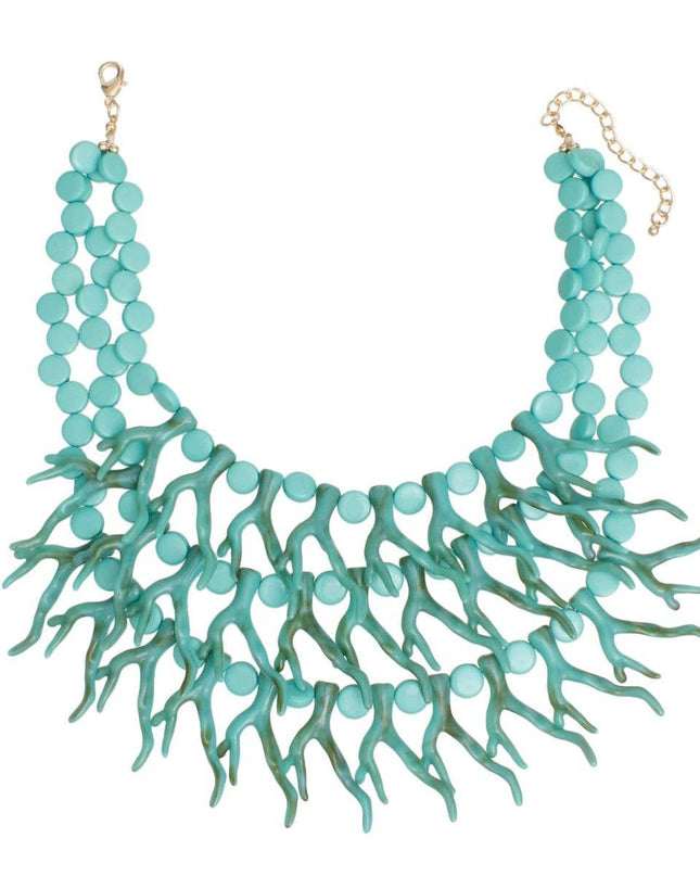 Bib Turquoise Coral Coastal Chic Necklace Women