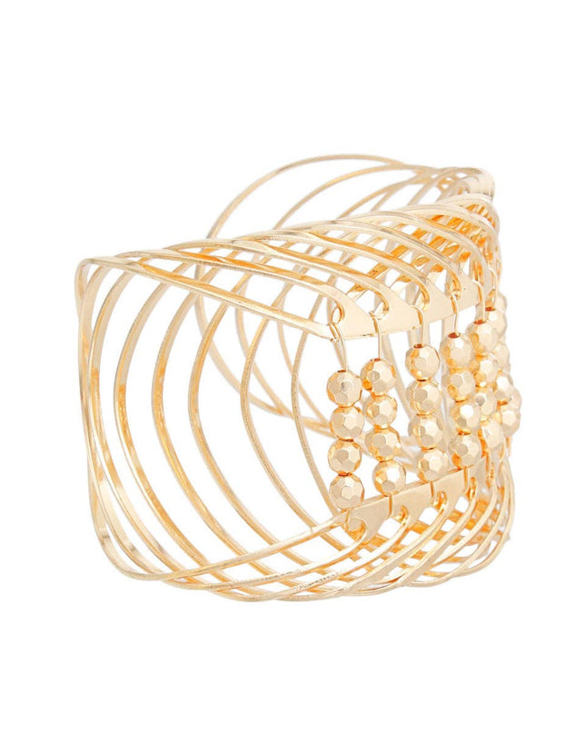Bracelet Gold Beaded Metal Cuff for Women
