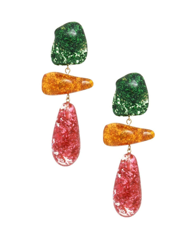 Teardrop Multicolor Resin Bead Chunky Earrings